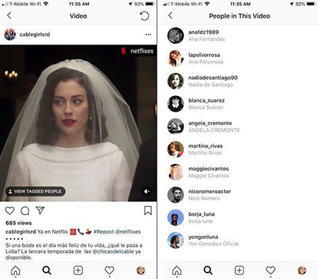 اینستاگرام به‌زودی اجازه تگ کردن دوستان در ویدئوها را می‌دهد