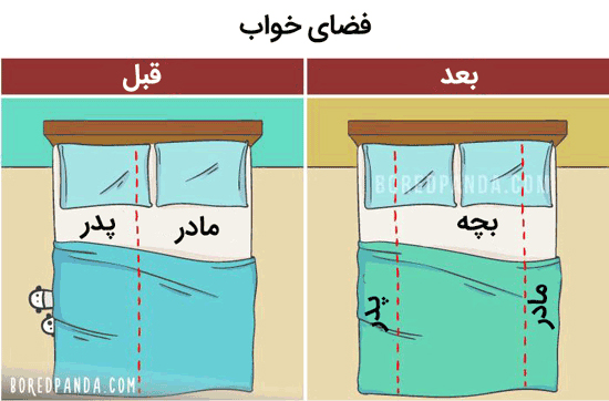 ماجراهای تصویری زندگی قبل و بعد از بچه دار شدن