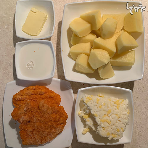 کسرول مرغ و پوره سیب زمینی
