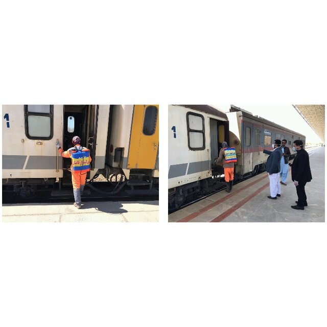 قطار مسافربری زاهدان _ تهران ضدعفونی شد قطار مسافربری زاهدان _ تهران ضدعفونی شد